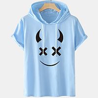 Men's Unisex Tee T shirt Hot Stamping Graphic Prints Emoji Face Plus Size Short Sleeve Casual Tops Cotton Basic Designer Big and Tall White Blue Black Lightinthebox - thumbnail