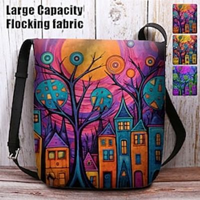 Women's Crossbody Bag Shoulder Bag Fluffy Bag Polyester Outdoor Shopping Daily Print Large Capacity Lightweight Durable Character Green / Blue Light Red Fuchsia miniinthebox