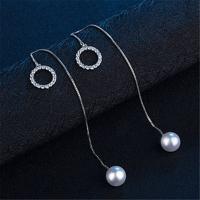 Temperament fashion wild circle ring long tassel earrings ear jewelry simple earrings zircon earrings