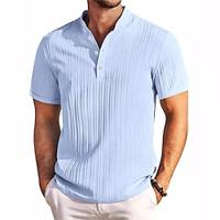 Men's T shirt Tee Henley Shirt Tee Tee Top Plain Pit Strip Henley Street Vacation Short Sleeve Clothing Apparel Fashion Designer Basic Lightinthebox