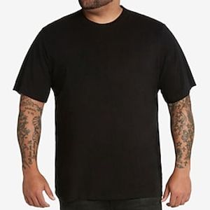 Men's Plus Size Big Tall T shirt Tee Tee Crewneck Black White Short Sleeves Outdoor Going out Basic Plain  Solid Clothing Apparel Cotton Blend Stylish Casual Tops Lightinthebox