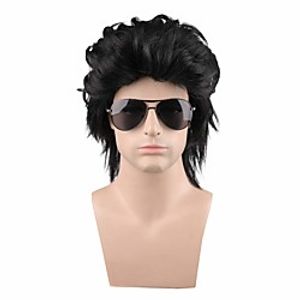 Synthetic Wig Curly Asymmetrical Wig Short Brown Blonde Black Synthetic Hair Men's Cosplay Party Fashion Black Brown (Only Wig Without Glasses) miniinthebox