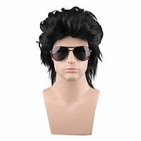 Synthetic Wig Curly Asymmetrical Wig Short Brown Blonde Black Synthetic Hair Men's Cosplay Party Fashion Black Brown (Only Wig Without Glasses) miniinthebox - thumbnail