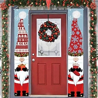 Christmas Gnomes Door Porch Sign Banners Xmas Decoration Hanging Banner Signs Couplets Gate Garden Front Door Home Outdoor Yard Party Decor Supplies Lightinthebox