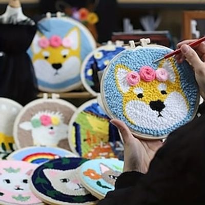 1set DIY Knitting Embroidery Kit Cute Animal Pattern DIY BasicStarter Embroidery Practice Set With Embroidery Hoop ColorThreads Needles Instructions Creative Basic Embroidery Set ForAdults Begi Lightinthebox