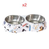 Cozy Paws Double Melamine Bowl White Scoopy - 28.5X13.5X6Cm (Pack of 2)