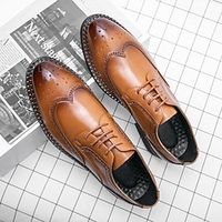 Men's Oxfords Formal Shoes Brogue Leather Loafers Vintage Classic Casual Wedding Daily PU Height Increasing Comfortable Slip Resistant Lace-up Black Brown Spring Fall Lightinthebox