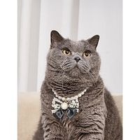 1 piece of pet pearl necklace lace butterfly necklace cat and dog pearl collar pet accessory suitable for indoor and outdoor decoration of cats and dogs Lightinthebox - thumbnail