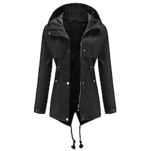Women's Rain Jacket Waterproof Raincoat Hooded Trench Coat Spring Outdoor Windbreaker Hiking Lightinthebox