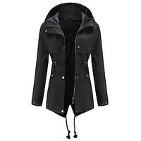 Women's Rain Jacket Waterproof Raincoat Hooded Trench Coat Spring Outdoor Windbreaker Hiking Lightinthebox - thumbnail
