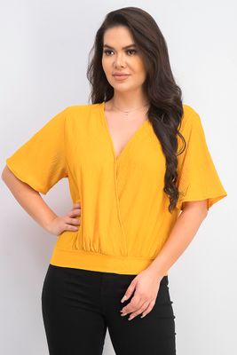 Womens V-neck Blouse Mustard Womens V-neck Blouse Mustard
