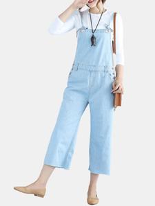 Strap Pocket Denim Jumpsuits