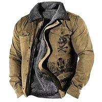 Skull Gothic Men's Sherpa Jacket Coat Sports  Outdoor Daily Wear Going out Fall  Winter Turndown Long Sleeve khaki Gray S M L Polyester Jacket Lightinthebox - thumbnail