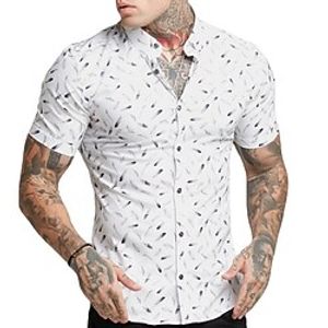 Men's Shirt 3D Print Graphic Patterned Turndown Street Daily 3D Button-Down Short Sleeve Tops Casual Fashion Comfortable White Lightinthebox