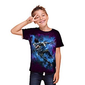 Kids Boys' T shirt Tee Short Sleeve 3D Print Graphic Unisex Print Purple Children Tops Summer Active Daily Wear Regular Fit 3-12 Years miniinthebox