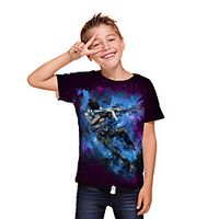 Kids Boys' T shirt Tee Short Sleeve 3D Print Graphic Unisex Print Purple Children Tops Summer Active Daily Wear Regular Fit 3-12 Years miniinthebox - thumbnail