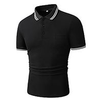 Men's Polo Other Prints Solid Colored Short Sleeve Casual Tops Cotton Black Lightinthebox - thumbnail