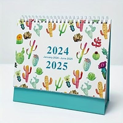 2024-2025 Cross-border English Desk Calendar 18 Months Calendar Desktop Creative Ornaments Desk Calendar Monthly Lightinthebox