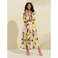 Satin Color Block Pattern Print Maxi Dress - thumbnail