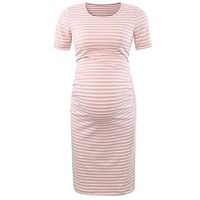 Women's Maternity Dress Casual Dress T Shirt Dress Tee Dress Stripe Maxi long Dress Short Sleeve Print Crew Neck Fashion Outdoor Black Pink Light Grey Spring Summer S M L XL Lightinthebox - thumbnail