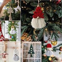 Macrame Christmas Gnomes Ornament, Boho Xmas Tree Decoration Macrame Santa Claus, Macrame Christmas Crafts Christmas Tree Hanging Gnomes Holiday Dinner Table Decor Lightinthebox - thumbnail