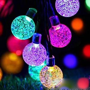 Outdoor Solar LED String Light 7M 50LEDs Bubble Ball Solar Outdoor Waterproof String Lights Warm White Colorful White Fairy Lights String Christmas Wedding Party Garden Holiday Decoration Lights 1Set miniinthebox