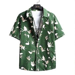 Men's Shirt Summer Hawaiian Shirt Button Up Shirt Summer Shirt Casual Shirt Green Short Sleeve Graphic Prints Shirt Collar Outdoor Going out Print Clothing Apparel Streetwear Stylish Casual Lightinthebox