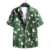 Men's Shirt Summer Hawaiian Shirt Button Up Shirt Summer Shirt Casual Shirt Green Short Sleeve Graphic Prints Shirt Collar Outdoor Going out Print Clothing Apparel Streetwear Stylish Casual Lightinthebox - thumbnail