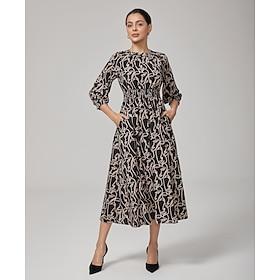Elegant Abstract Print Cinched Dress