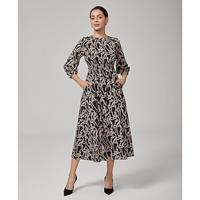 Elegant Abstract Print Cinched Dress