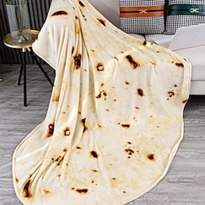 Burritos Tortilla Blanket Double Sided Throw Blanket for Adult and Kids, Giant Funny Realistic Food Throw Blankets, Novelty Soft Fluffy Flannel Taco Blanket Lightinthebox