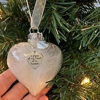 My Heart Is In Heaven Memorial Pendant Name Ornament Keepsake Feather Plastic Ball Ornament, Valentines Day Gift miniinthebox - thumbnail