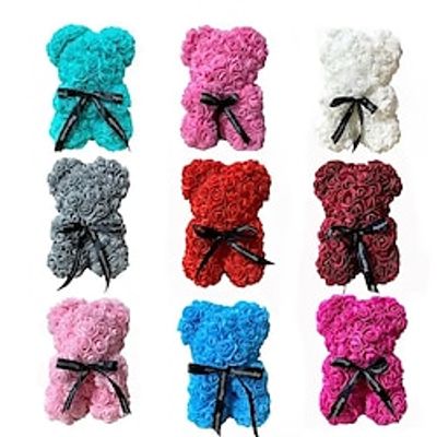 25cm rose bear eternal flower rose bear valentine's day rose flower gradient simulation immortal bear manufacturer miniinthebox