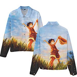 Inspired by One Piece Luffy Cosplay Anime Cartoon Cloth Denim Jacket Harajuku Graphic Coat For Women's Men's Unisex Couple's miniinthebox