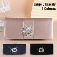 Women's Clutch Evening Bag Wristlet Polyester Party Christmas Holiday Buckle Crystals Chain Large Capacity Lightweight Solid Color Black Pink Blue miniinthebox - thumbnail