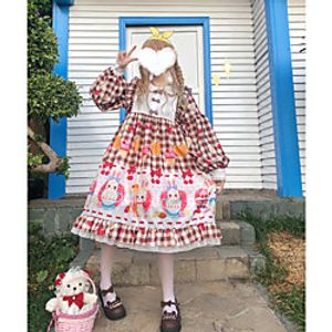 Lolita Princess Lolita Cute Dress Women's Japanese Cosplay Costumes Light Pink  Red  Light Purple Print Long Sleeve Midi Lightinthebox