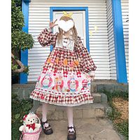 Lolita Princess Lolita Cute Dress Women's Japanese Cosplay Costumes Light Pink  Red  Light Purple Print Long Sleeve Midi Lightinthebox - thumbnail