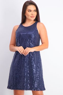 Womens Sleeveless Sparkle Cocktail Dress Navy Womens Sleeveless Sparkle Cocktail Dress Navy