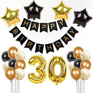 16 Years Old 20 Years Old Black Gold Birthday Latex Suit Adult Ceremony Birthday Party Decoration And Arrangement Of Aluminum Film Balloons miniinthebox