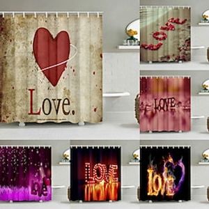 Valentine's Day Bathroom Deco Shower Curtain with Hooks Bathroom Decor Waterproof Fabric Shower Curtain Set with12 Pack Plastic Hooks Lightinthebox
