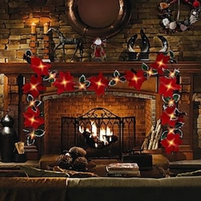 1.5M 3M Red Flowers Christmas Decorations Flower Wreaths String Lights Christmas Tree Decorations Festive Party Atmosphere Lights miniinthebox