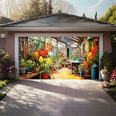 Flower Garden Outdoor Garage Door Cover Banner Beautiful Large Backdrop Decoration for Outdoor Garage Door Home Wall Decorations Event Party Parade Lightinthebox