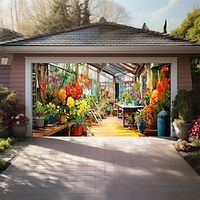 Flower Garden Outdoor Garage Door Cover Banner Beautiful Large Backdrop Decoration for Outdoor Garage Door Home Wall Decorations Event Party Parade Lightinthebox - thumbnail