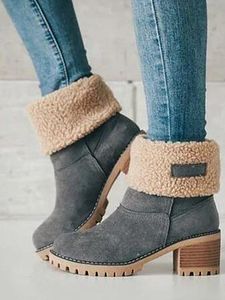 Women's Brushed Large Size Plus Fleece High Heel Mid-calf Boots