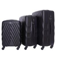 PARA JOHN 3-Piece Hard Side ABS Luggage Trolley Set 20/24/28 Inch BLACK