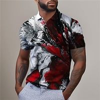 Optical Illusion Men's Fashion Casual 3D Print Polo Shirt Sports Outdoor Vacation Streetwear Pique Polo Shirt Short Sleeve Turndown Polo Shirts Red Green Summer S M L Micro-elastic Lapel Polo Lightinthebox