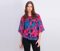 Womens Asymmetric Printed Blouse  Red Combo - thumbnail