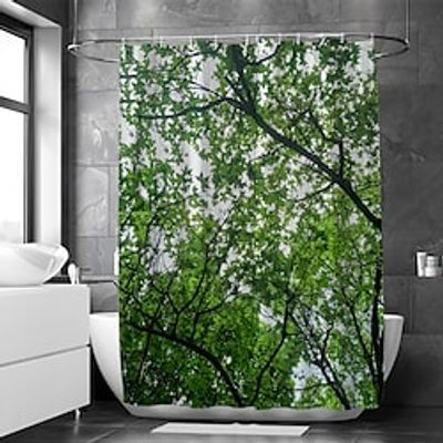 Dense Green Leaves Digital Print Waterproof Fabric Shower Curtain for Bathroom Home Decor Covered Bathtub Curtains Liner Includes with Hooks 70 Inch miniinthebox