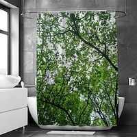 Dense Green Leaves Digital Print Waterproof Fabric Shower Curtain for Bathroom Home Decor Covered Bathtub Curtains Liner Includes with Hooks 70 Inch miniinthebox - thumbnail
