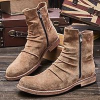 Men's Boots Biker boots Motorcycle Boots Retro Walking Vintage Classic Daily PU Waterproof Booties  Ankle Boots Lace-up Black Bronze Apricot Fall Winter Lightinthebox - thumbnail